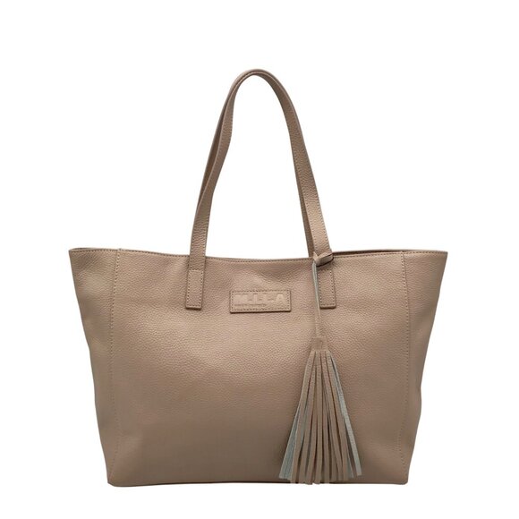 M.I.L.A Handbags - M.I.L.A Beige Large Tassel Tote Bag